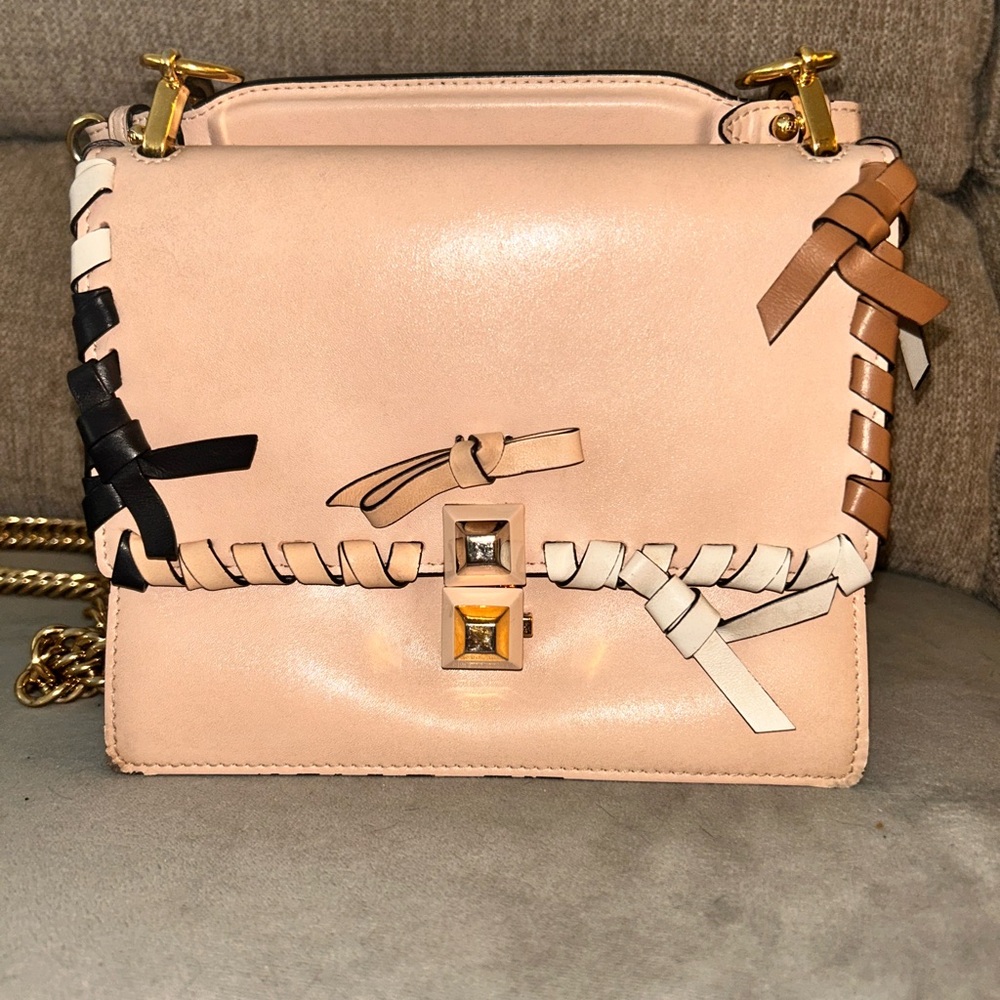 Fendi Tan and Black Crossbody Bag with Structured Design